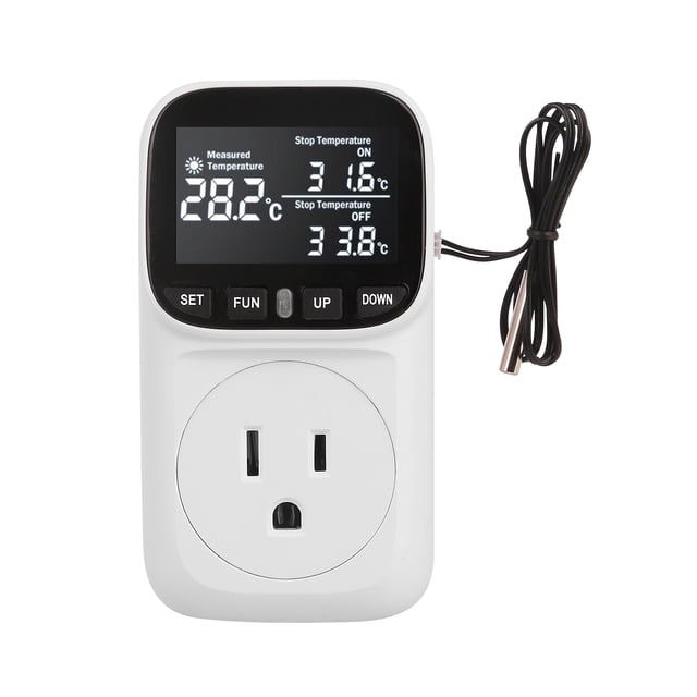 Mistaha Intelligent Touch Screen Temperature Controller Socket, Timer Switch Control, Refrigeration Heating Switch, Black & White, USA Standard - TC02
