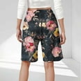 thumbnail image 4 of Xysaqa Bermuda Shorts for Women Trendy Floral Print Womens Knee Length Lounge Shorts Casual Drawstring High Waisted Gym Workout Athletic Shorts S-2XL Summer Savings, 4 of 6