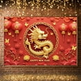 thumbnail image 4 of Red Background Chinese New Year Banner Gold Dragon Design Dragon Banner Traditional Chinese Festive Spring Festival Banner for New Year Party Spring Festival Celebration Home Decoration, 4 of 8