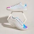 thumbnail image 3 of LUCKY STEP Womens Glitter Sneakers Sparkly Low Top Lace-Up Casual Shoes,White Hologram, 3 of 9