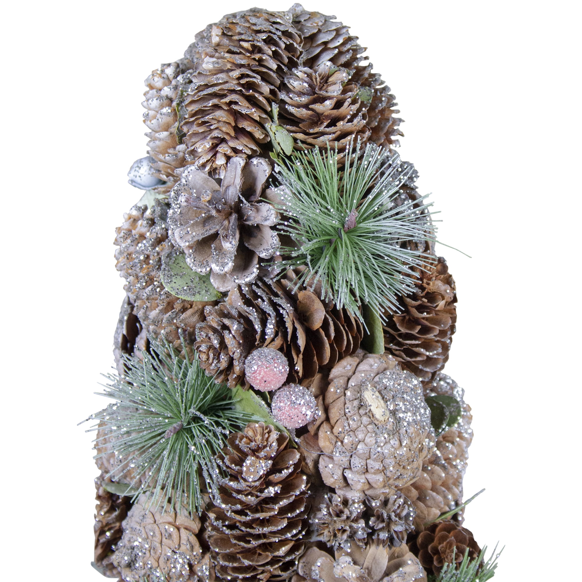 Northlight Glittered Pinecone Berry Christmas Tree - 16.5" - Green and Brown