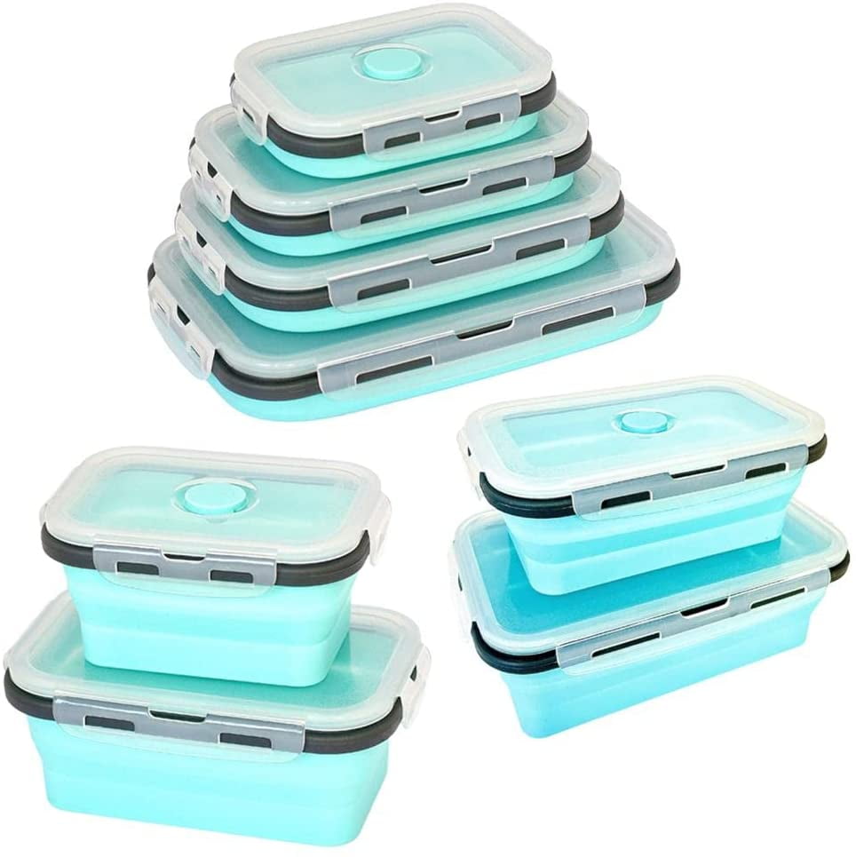 Set of 4 Collapsible Foldable Silicone Food Storage Container With BPA