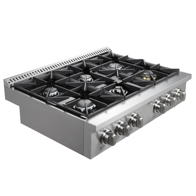 Ancona Table de Cuisson à Gaz Coulissante en Acier Inoxydable de Style Commercial 36 Po