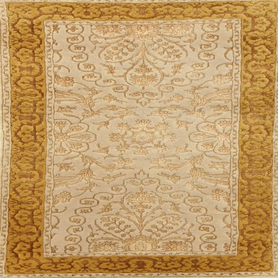 Ahgly Company Machine Washable Indoor Square Traditional Pumpkin Orange Area Rugs, 7' Square