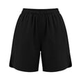 thumbnail image 6 of Sheghy Cotton Shorts Cotton Women Solid Elastic Waist Daily Casual Shorts with Side Storage Pockets Black S, 6 of 6