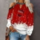thumbnail image 3 of Mujeres otoño Navidad impreso linterna Sexy manga larga sin tirantes pulóver fuera del hombro blusa camiseta Tops Fridja FKASFK6019, 3 of 4