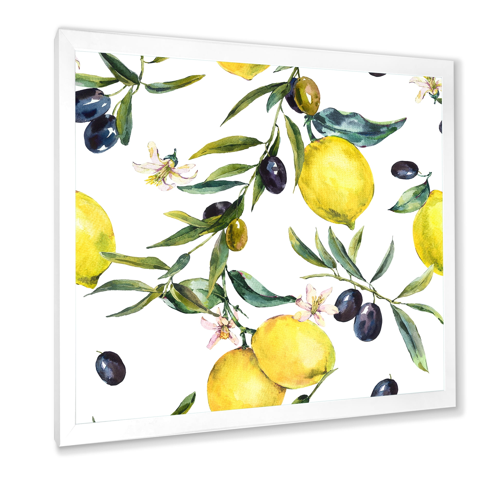 Designart 'Olive and Lemon Branches II' Tropical Framed Art Print