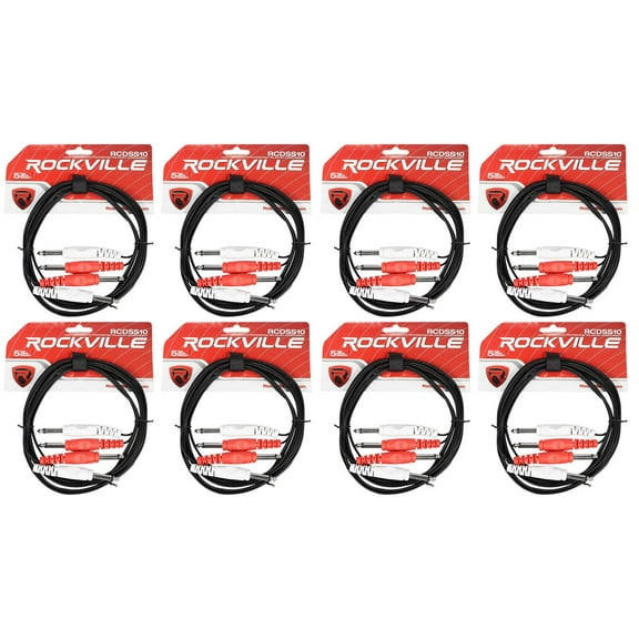 8 Rockville RCDSS10B 10' Dual Mono 1/4" TS to Same Cable