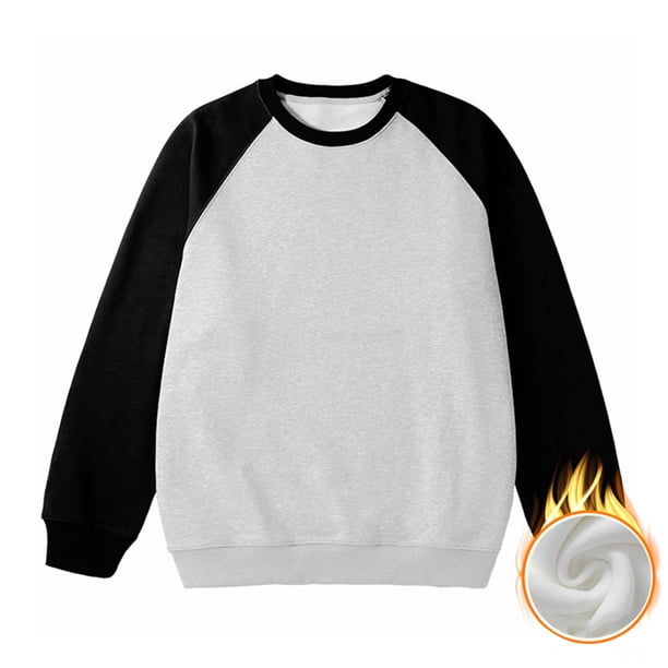 pstuiky manga larga para hombre, Camiseta de cuello redondo para hombre, de manga larga y color combinado, blusa de cuello redondo y manga larga Tops de talla grande para hombre l