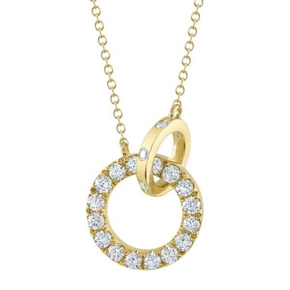 1CT Moissanite D,VVS1 14K Yellow Gold Circle Pendant Without Chain Fine Jewelry for Women Gifts