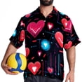 thumbnail image 4 of Valentine's Day Love ECG Men's Short Sleeve Hawaiian Poplin Shirt, Casual Printed Button Down Summer Beach Shirts - Unisex, 4 of 6