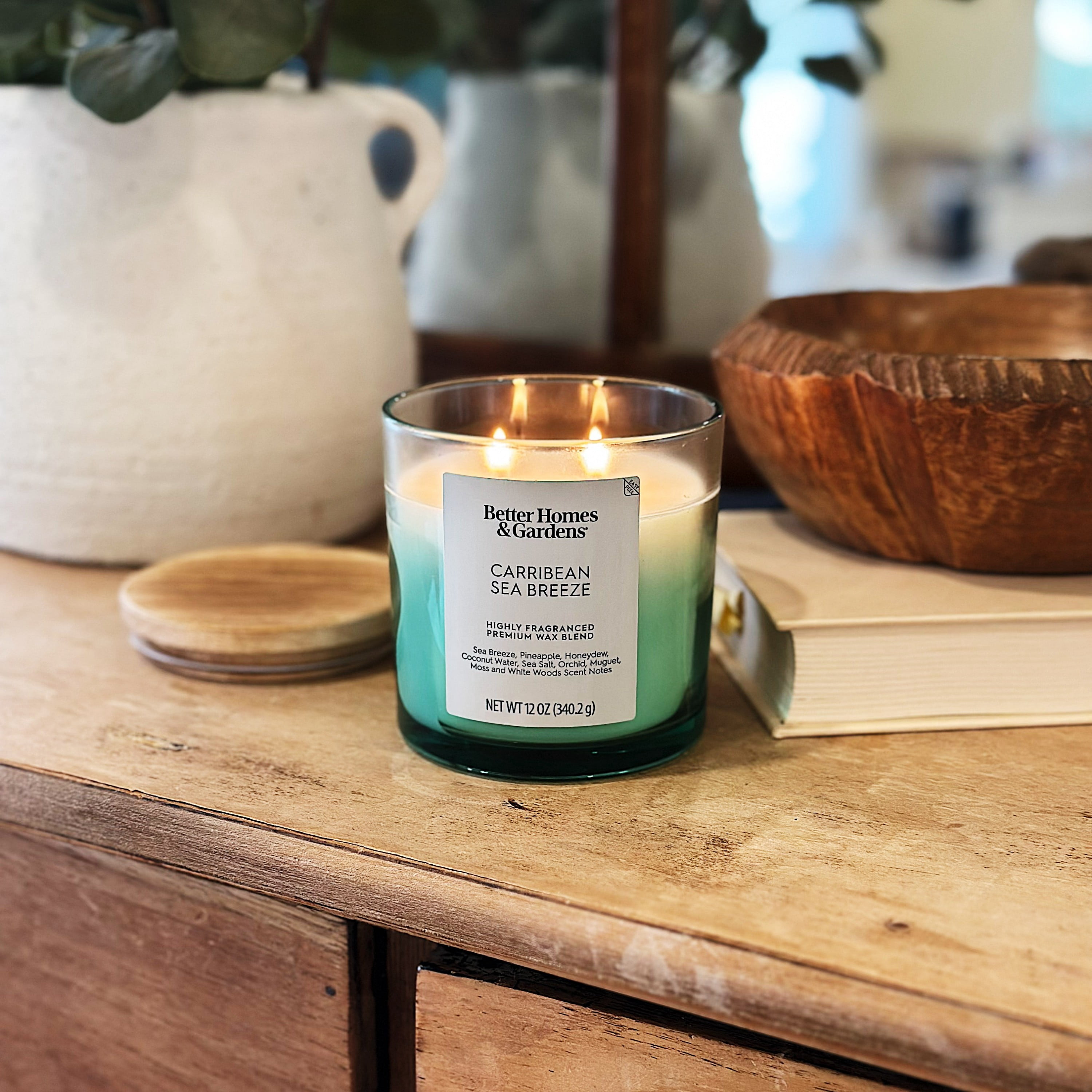 Better Homes and Gardens Caribbean Sea Breeze Scented 2-Wick Ombre Jar Candle 12oz.