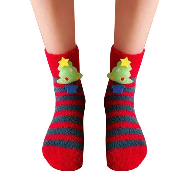 Calcetines antideslizantes de Navidad Coral Velvet otoño invierno hogar calcetines de piso casual, tipo 2, adulto Jooan Modelo