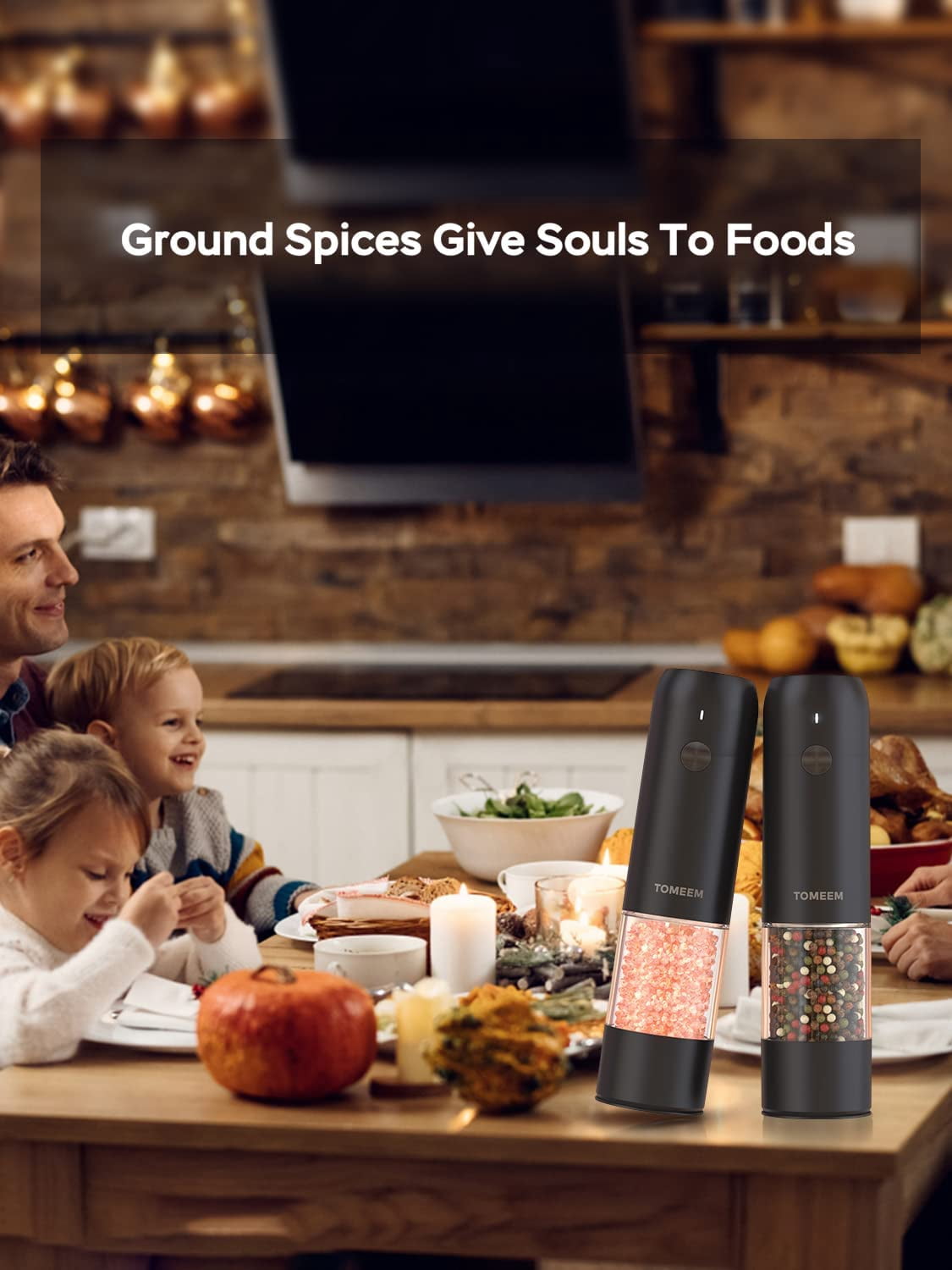 Tomeem Upgraded Larger Capacity Electric Salt and Pepper Grinder Rechargeable Usb Pepper Grinder Automatic Mill Shaker