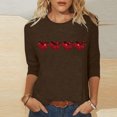 thumbnail image 2 of Plebaso Chemises à Manches 3/4 pour Femmes Mignonnes avec Cœur Hauts Amples Décontractés Blouses à Col Rond T-Shirts Imprimés, 2 of 4