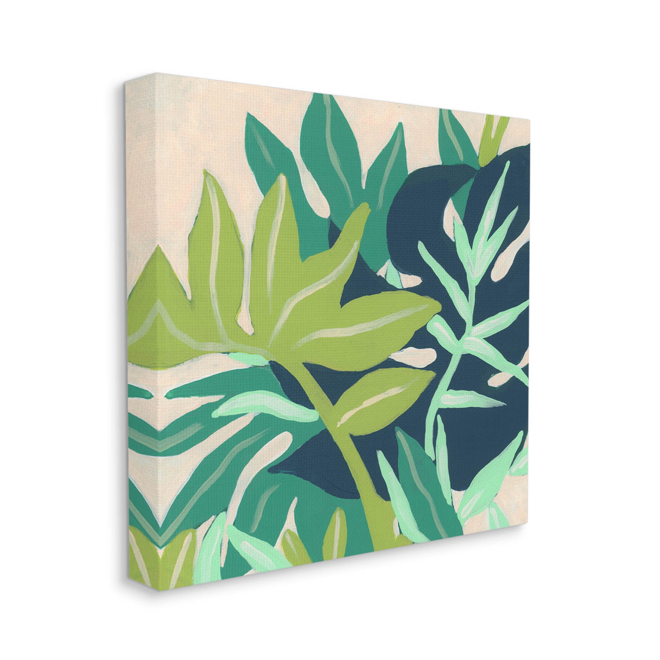 Stupell Industries Tropical Layered Plant Leaves Painting Gallery Wrapped Canvas Print Wall Art, Design by June Erica Vess