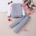 thumbnail image 2 of Toddler Girls 2 Piece Cute Outfits Set Gray Leopard Color Block Crewneck Sweatshirt with Jogger Pants Kids Clothing Set 3-4 T, 2 of 7