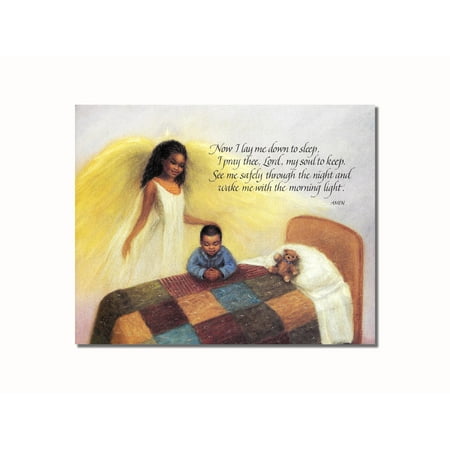 - African American Black Guardian Angel Boy Praying Lord's Prayer Wall Picture 8x10 Art Print