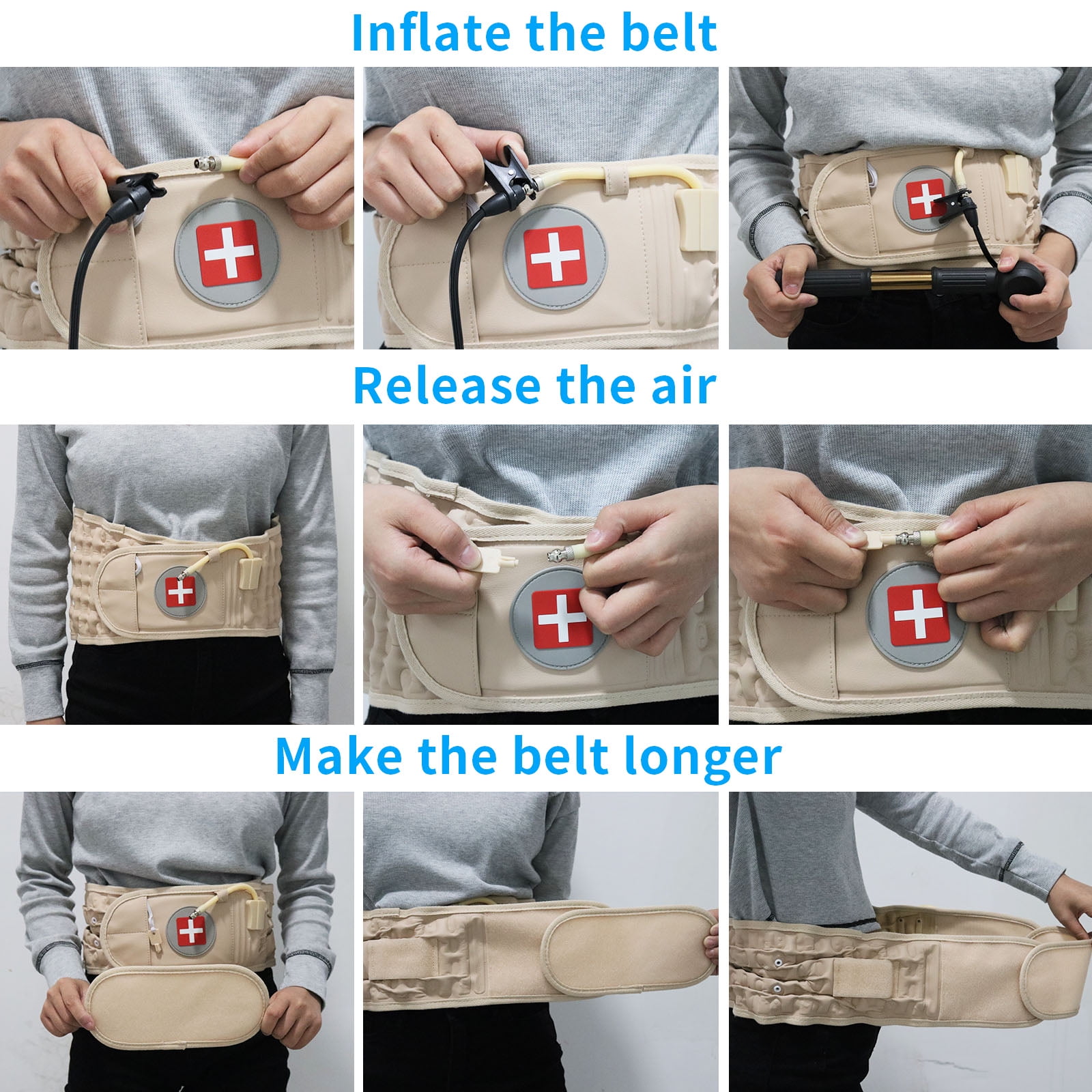 GINEKOO Lumbar Back Support Belt Unisex Compression, Beige