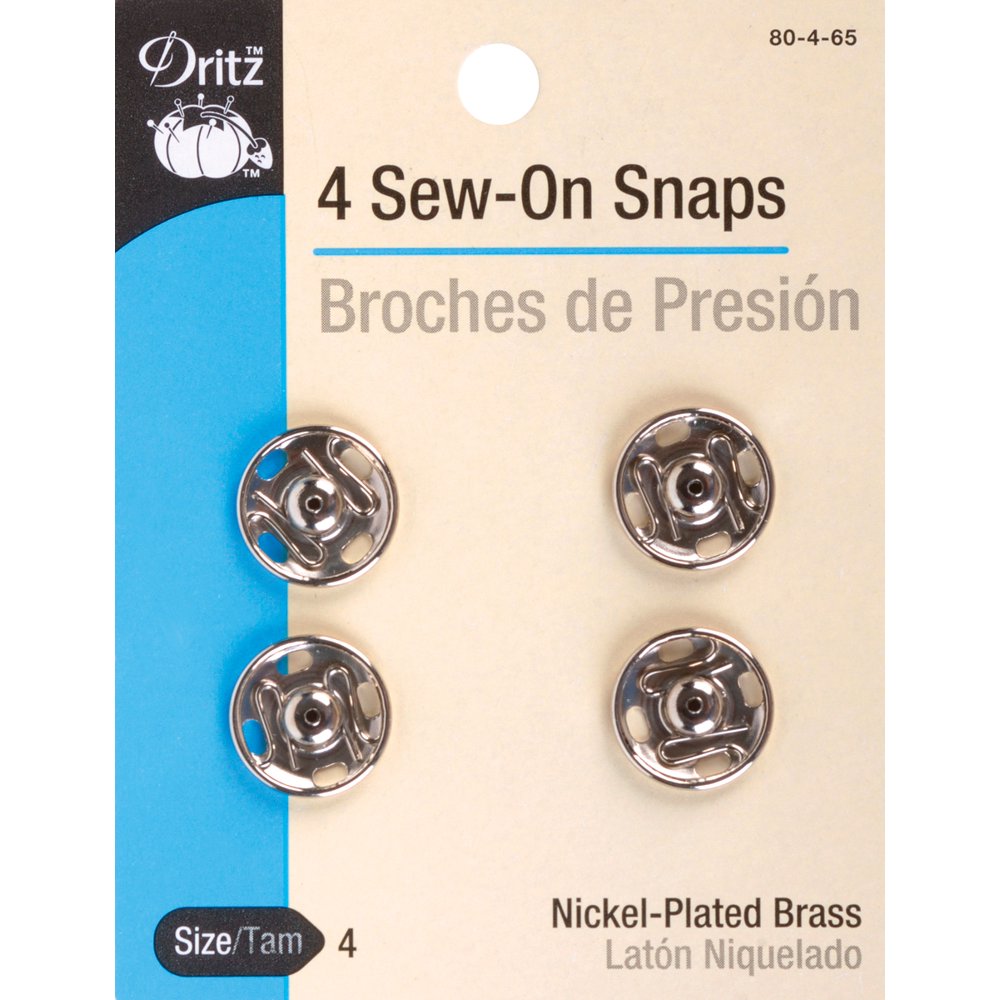 Dritz SewOn Snaps 4/PkgNickelPlated Brass Size 4