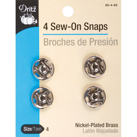Dritz Sew-On Snaps 4/Pkg-Nickel-Plated Brass Size 4
