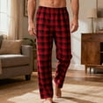 thumbnail image 5 of Mens Pajama Pants Classic Plaid Christmas PJ Bottoms Flannel Cotton Long Pants Straight Fit Lounge Trouser, L Red #A, 5 of 5