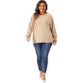 thumbnail image 3 of DARING DIVA Women's Plus Long Sleeve Shimmer Glitter Blouse 1X Pink, 3 of 6