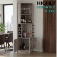 thumbnail image 4 of Syrah Corner Bar Cabinet, Eight Bottle Cubbies, Double Door, Two Open Shelves Light Gray, 4 of 7