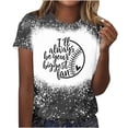 thumbnail image 1 of Camisas de Mujer Casual Impreso Cuello Redondo Manga Corta Superior, Blusa de Moda para Uso Diario Y de Fiesta, 1 of 4