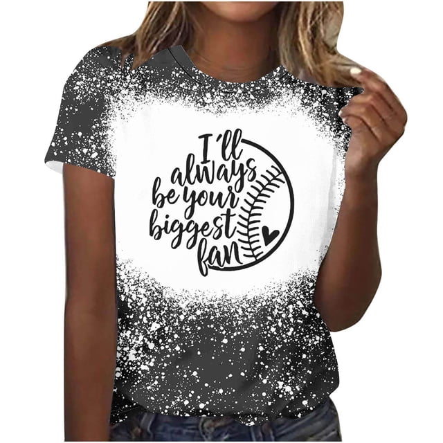 Camisas de Mujer Casual Impreso Cuello Redondo Manga Corta Superior, Blusa de Moda para Uso Diario Y de Fiesta
