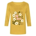 thumbnail image 4 of DeHolifer T-Shirts for Women 3/4 Sleeve Floral Printed Lightweight Summer Trendy Short Sleeve T-Shirts Yellow S, 4 of 4
