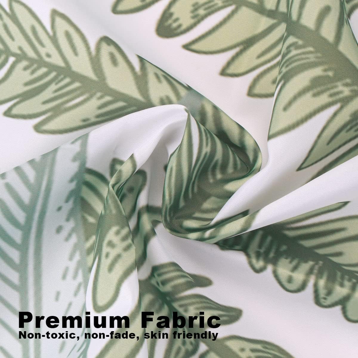 Extra Long Sage Green Leaves Shower Curtain, Tall Plant Bathroom Shower Curtains, Waterproof Fabric Botanical Shower Curtain, 72 x 84 Inch