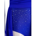 thumbnail image 6 of YiZYiF Womens Sparkly Lyrical Dance Costume Long Sleeve Ruched Backless Figure Skating Dress Leotard Royal Blue L, 6 of 7