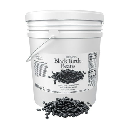 Mountain High Organics Certified Organic Black Turtle Beans 40 lb. Emergency Food Storage Bucket