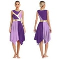 thumbnail image 2 of iiniim Women Metallic Color Block Dress Sleeveless Lyrical Dancewear Purple&Light Purple XL, 2 of 7