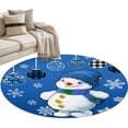 thumbnail image 6 of Blue Snowman Christmas Round Rug 3ft Washable Circle Entryway Rugs Non Slip Xmas Ball Snowflake Winter Area Rug Indoor Floor Carpet for Bedroom Kitchen Living Room Home Office Dining Room Nursery, 6 of 8