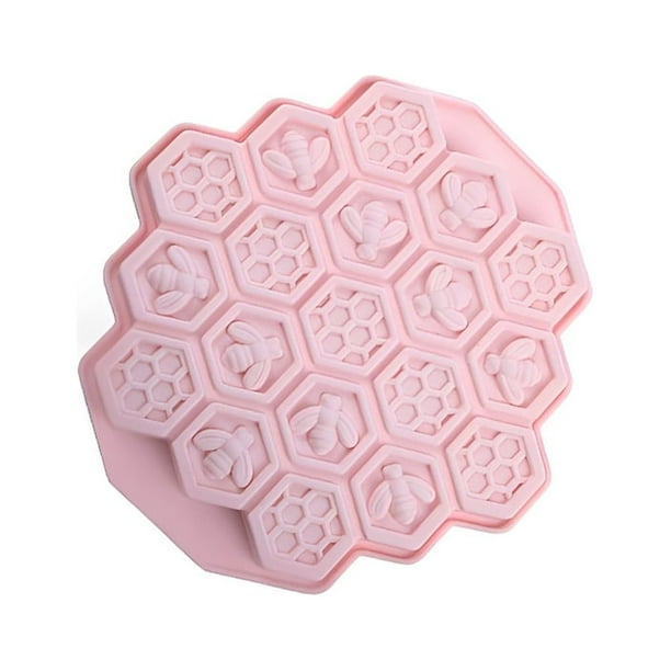 Injueey Silicona 19 cavidades Herramientas para pasteles de chocolate Molde Bandeja para magdalenas Autoensamblaje Hornear Cubitos de hielo Herramientas y accesorios para hornear Rosa claro