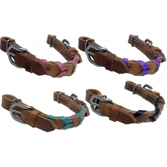 Showman Argentina Cow Leather Braided Color Curb Strap  (Black)