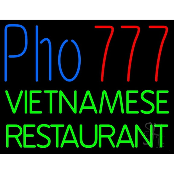 Pho 777 Vietnamese Restaurant LED Neon Sign 24 x 31 - inches, Black Square Cut Acrylic Backing, with Dimmer - Bright and Premium built indoor LED Neon Sign for restaurant window and interior decor.