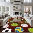 thumbnail image 3 of Large Area Rugs for Living Room Bedroom, Brown Balls 8'x10' Rug Washable Carpet Runner Indoor Outdoor, Baseball Tennis Basketball Football Non Slip Floor Mats Rug for Kitchen, Patio, 3 of 8