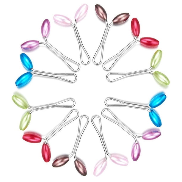 12Pcs Multicolor Oval Pearl Muslim Hijab Scarf Metal U Clip Headscarf Brooch Pin