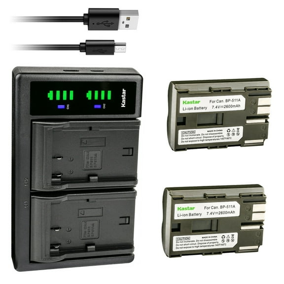 Kastar 2-Pack Battery and LTD2 USB Charger Replacement for Canon EOS Kiss, EOS Kiss Digital, DM-FV2 FV2, DM-FV10 FV10, DM-FV20 FV20, DM-FV30 FV30, DM-FV40 FV40, DM-FV50 FV50, DM-FV100 FV100