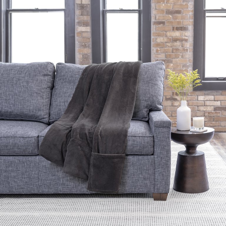 Sunbeam Dark Shadow Foot Pocket Ultralush Heated Throw - Walmart.com