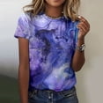 thumbnail image 2 of TSADFHJI Chandail en Molleton pour Femmes Graphique Printemps Été Imprimé Coloré Manches Courtes Col Rond T-Shirt Haut S Violet, 2 of 5