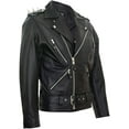 thumbnail image 2 of Men's  Brando  Black ''Ghostrider'' Spiked Leather Biker Jacket-Shefford in Black, 2 of 5