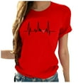 thumbnail image 1 of RKSTN Chemises pour Femmes Mode Été Décontracté Imprimé Graphique Hauts Chandail Col Rond Manches Courtes Blouse Unie Tees, 1 of 3