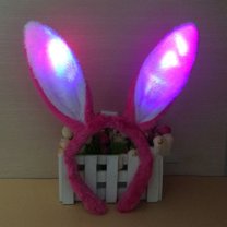 BOOMILK Easter Bunny Ears Headband With LED Lights Adult Kids Rabbit Ear Hairband Glowing Party Hair Accessories