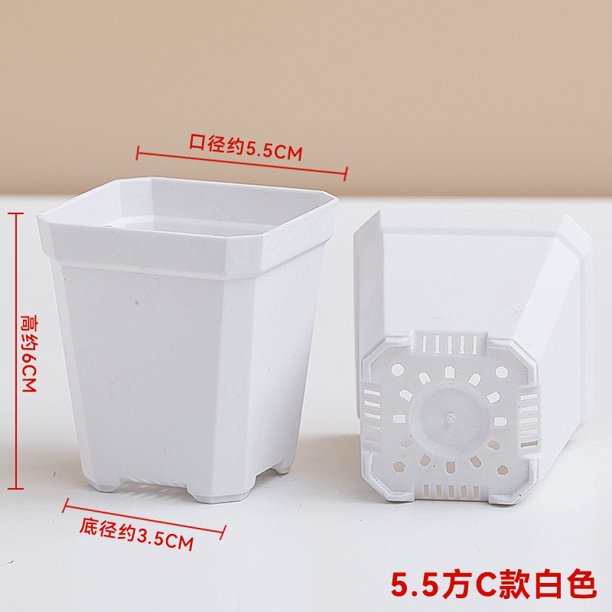 Nvzi 20 macetas de plástico de 2,36 × 2 pulgadas, macetas con orificios de drenaje, macetas para alféizar de ventana, macetas cuadradas para balcón que ahorran espacio, color blanco.