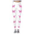 thumbnail image 3 of Arlun Cancer Awareness Leggings for Women Pink Ribbon Graphic Printed Leggings High Waisted Tight Yoga Pants Casual Stretchy Athletic Tights White4 XXL, 3 of 5