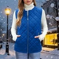 thumbnail image 2 of Yeglea Women's Diamond Quilted Vest Full Zip Crew Neck Zipper Side Pockets Lightweight Padded Sleeveless Outerwear Vests for Work Layering Fall Winter Blue,XL, 2 of 9